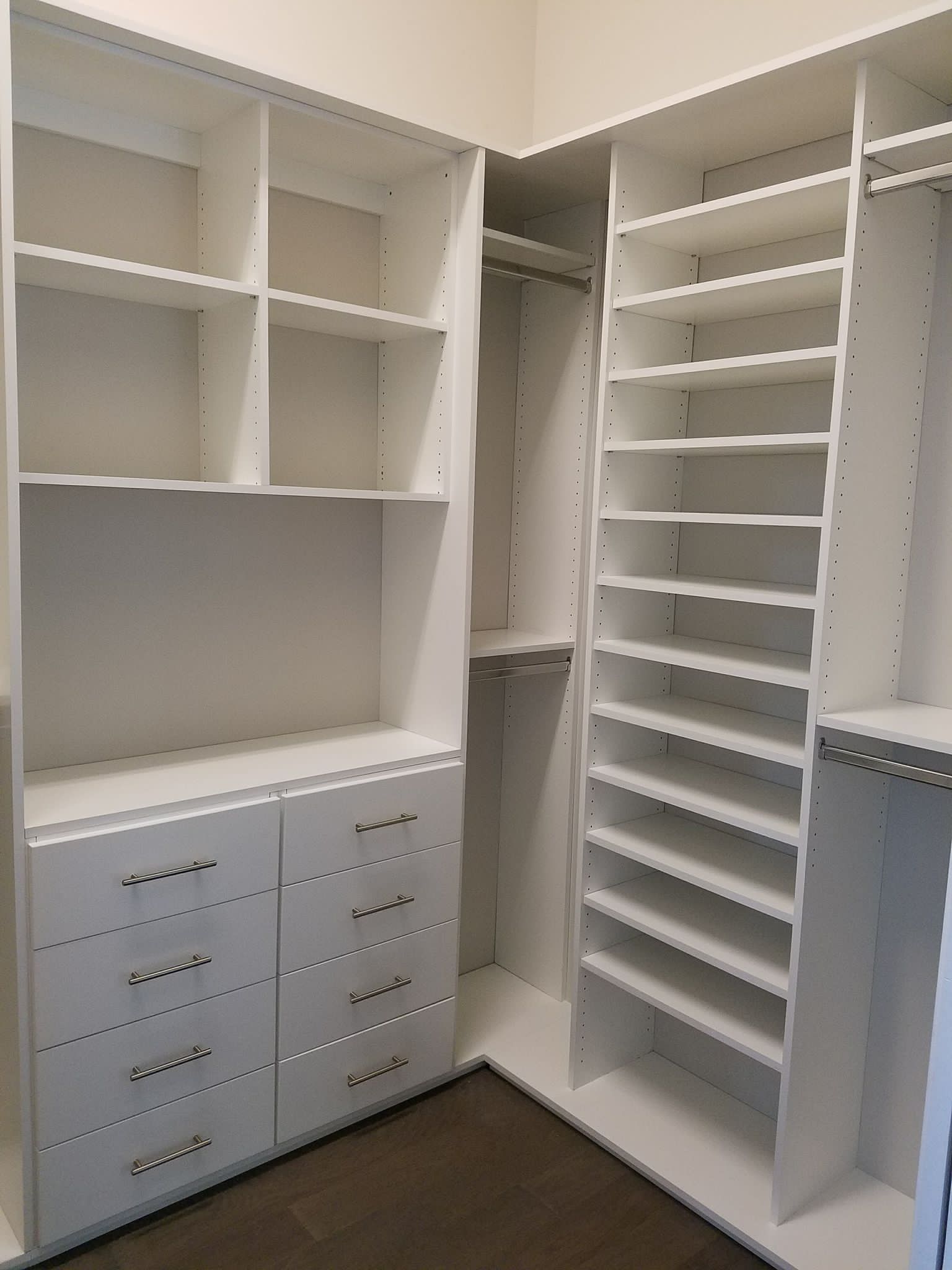Custom closet storage system installation by St. Cloud Pro-Services LLC